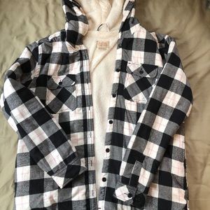 Sherpa Lined Hooded Flannel Jacket